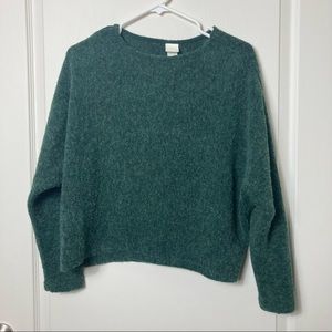 H&M Cropped Sweater Pullover Dark Green Blend Women's Size S